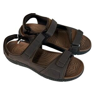 Nunn Bush Mens Laguna Sandal Brown Leather Hook and Loop Adjustable Size 12 New